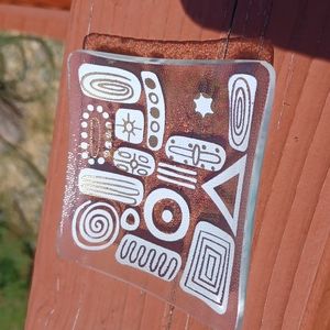 Tiny painted textured bent glass tray